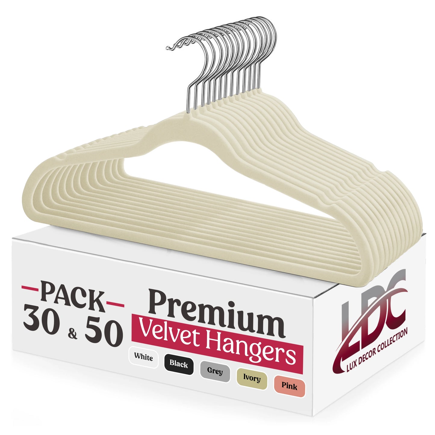 LDC Lux Decor Velvet Hangers Non Slip Heavy Duty Hook
