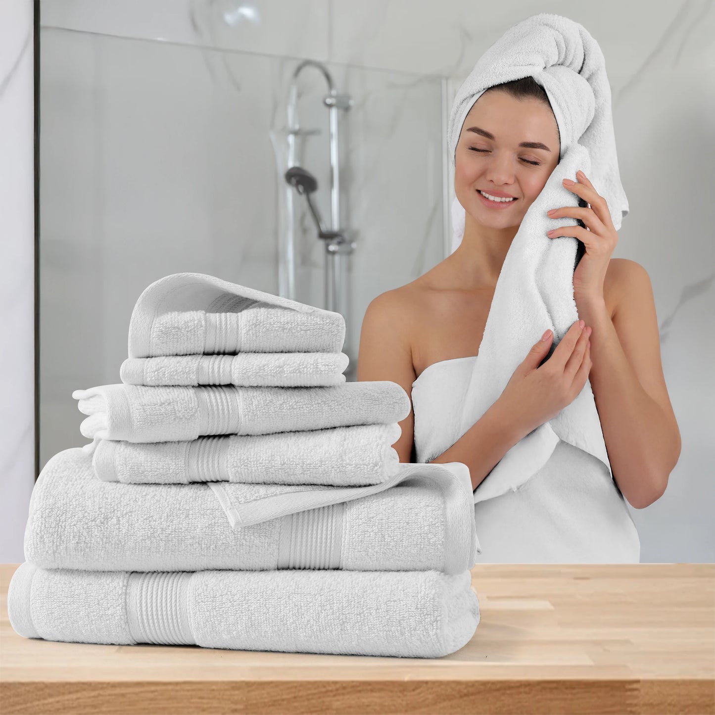 LDC Lux Decor Collection 6-Piece Bath Towel Set Cotton