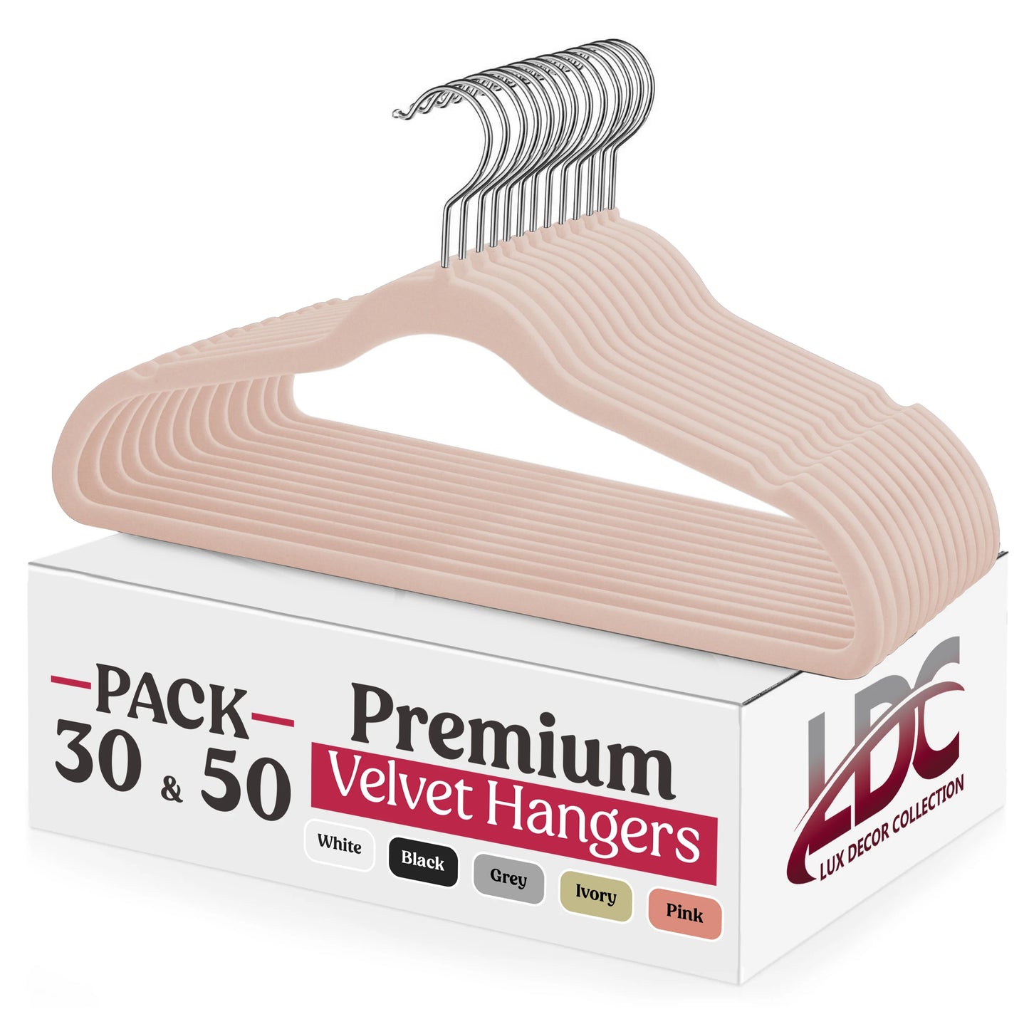 LDC Lux Decor Velvet Hangers Non Slip Heavy Duty Hook
