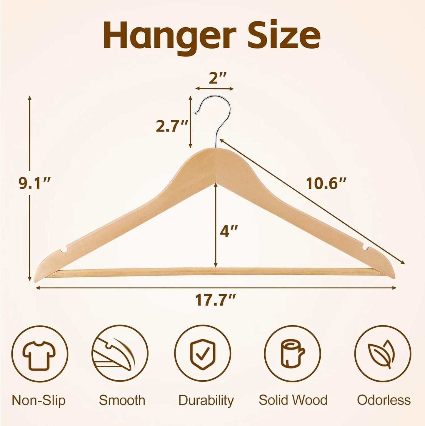 Wooden Coat Hangers 50 Pack With 360 Degree Rotatable Hook