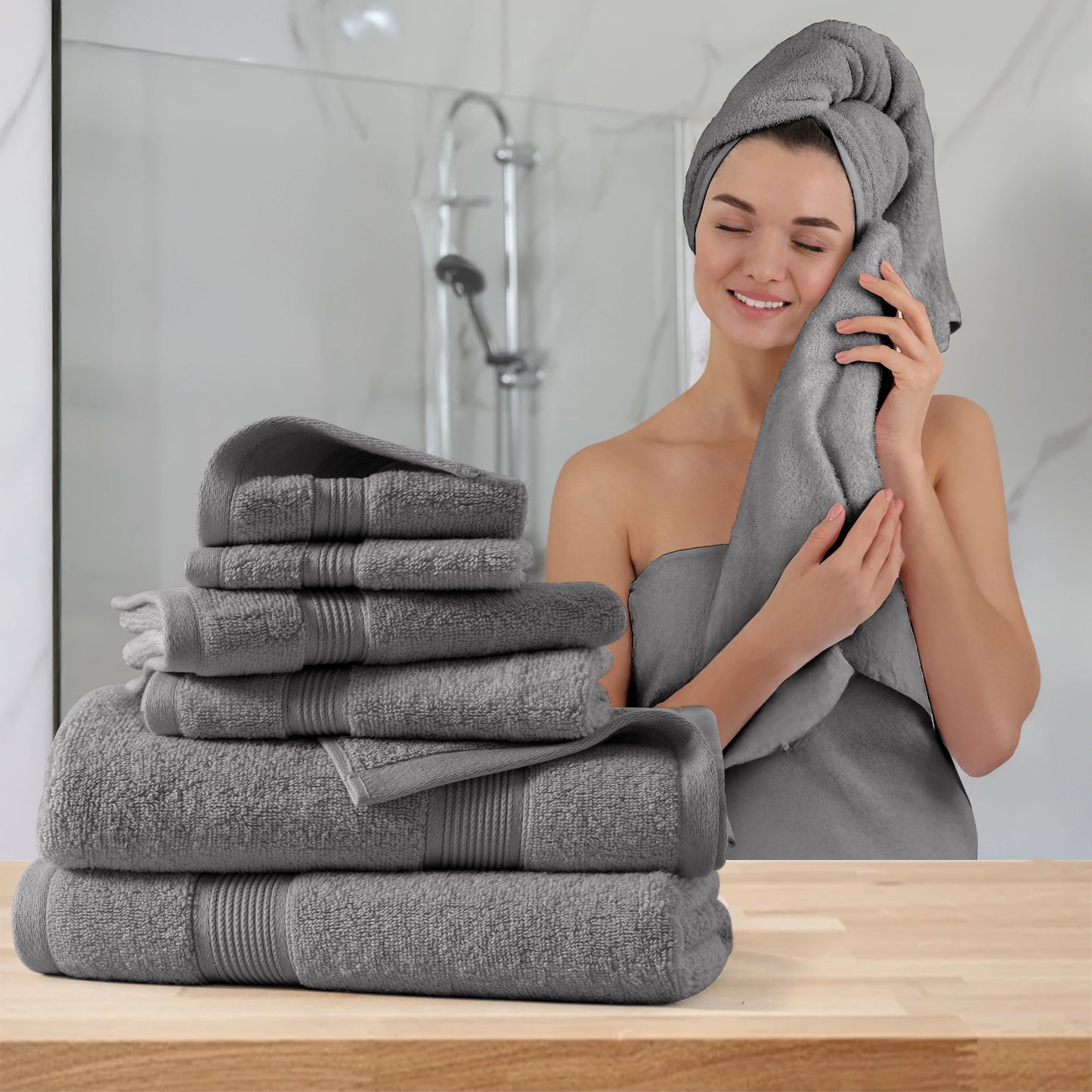 LDC Lux Decor Collection 6-Piece Bath Towel Set Cotton