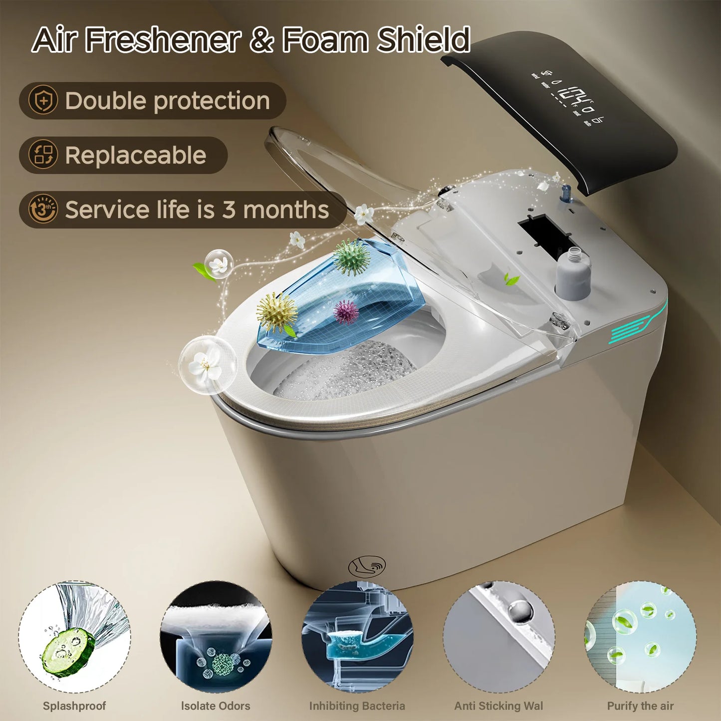 Smart Elongated Toilet With Built-In Bidet Warm Water And Dryer