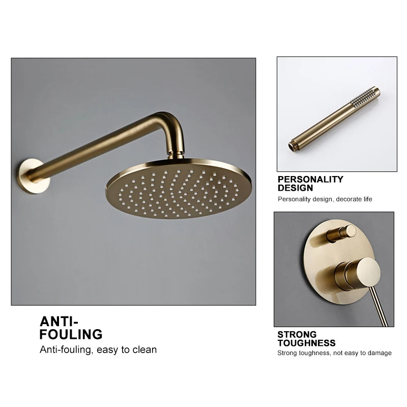 Bagnolux Brushed Shower System With Wall Mounted Diverter