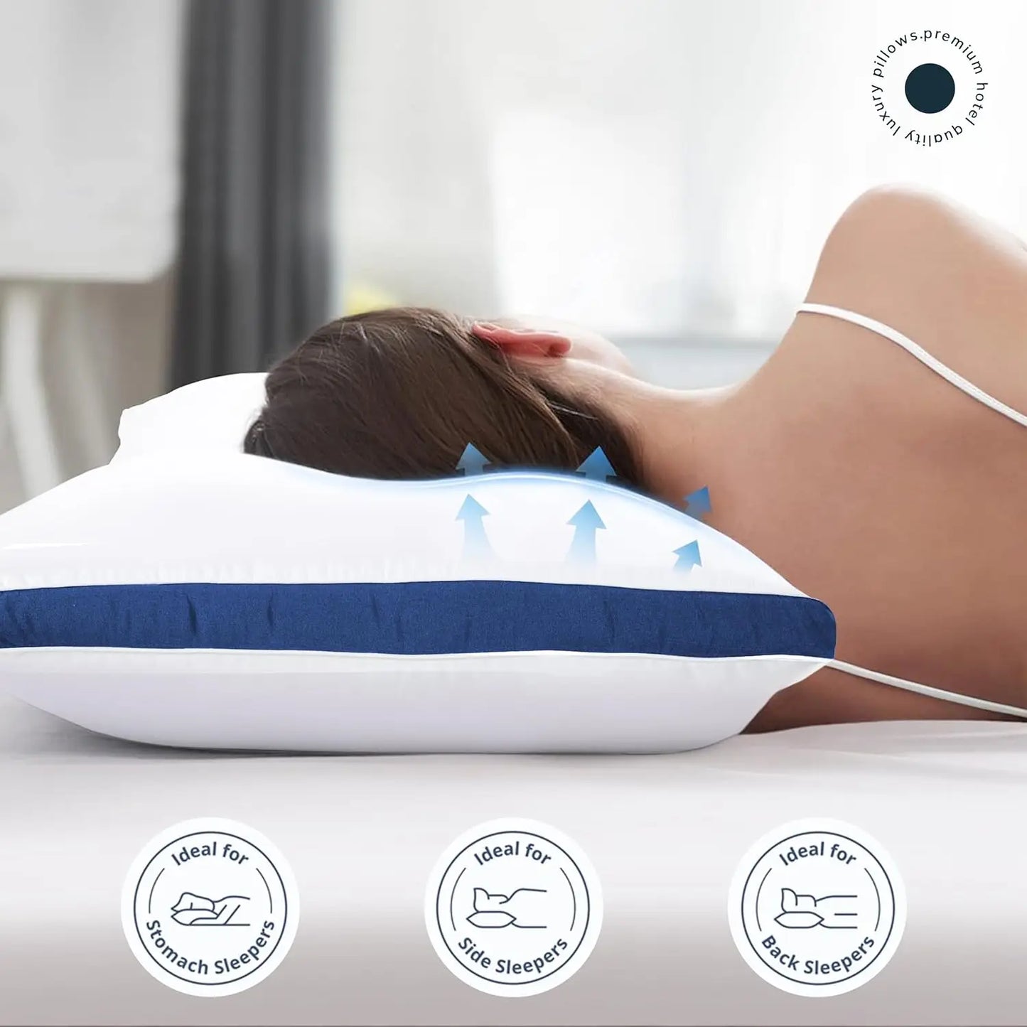 Bed Pillows Set Of 2 Gusseted Down Alternative For Sleepers