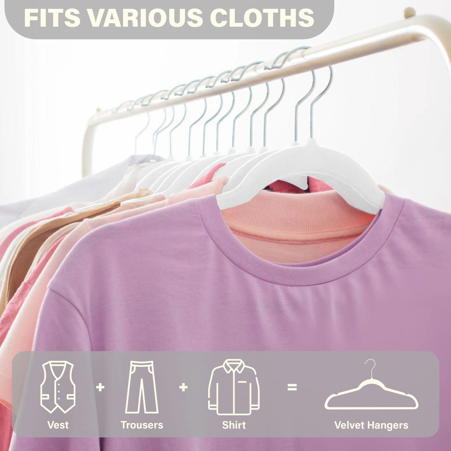 LDC Lux Decor Velvet Hangers Non Slip Heavy Duty Hook