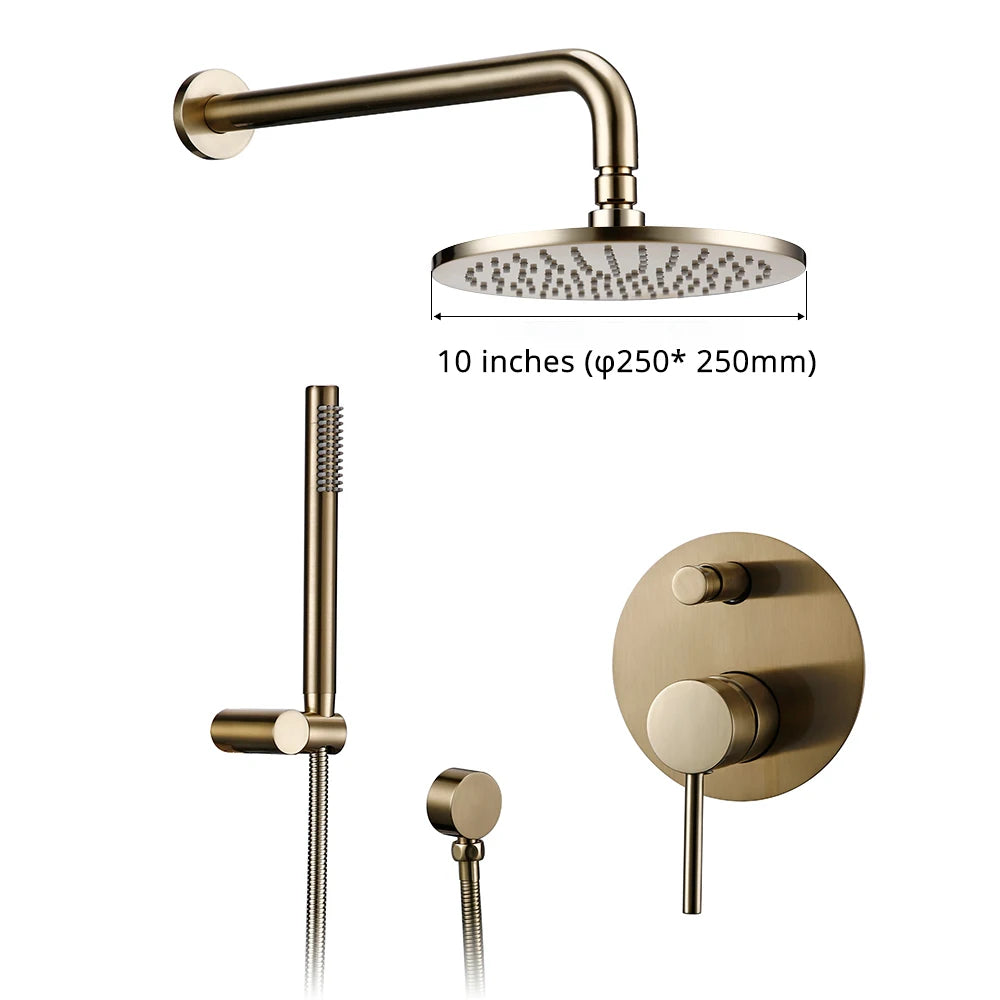 Bagnolux Brushed Shower System With Wall Mounted Diverter