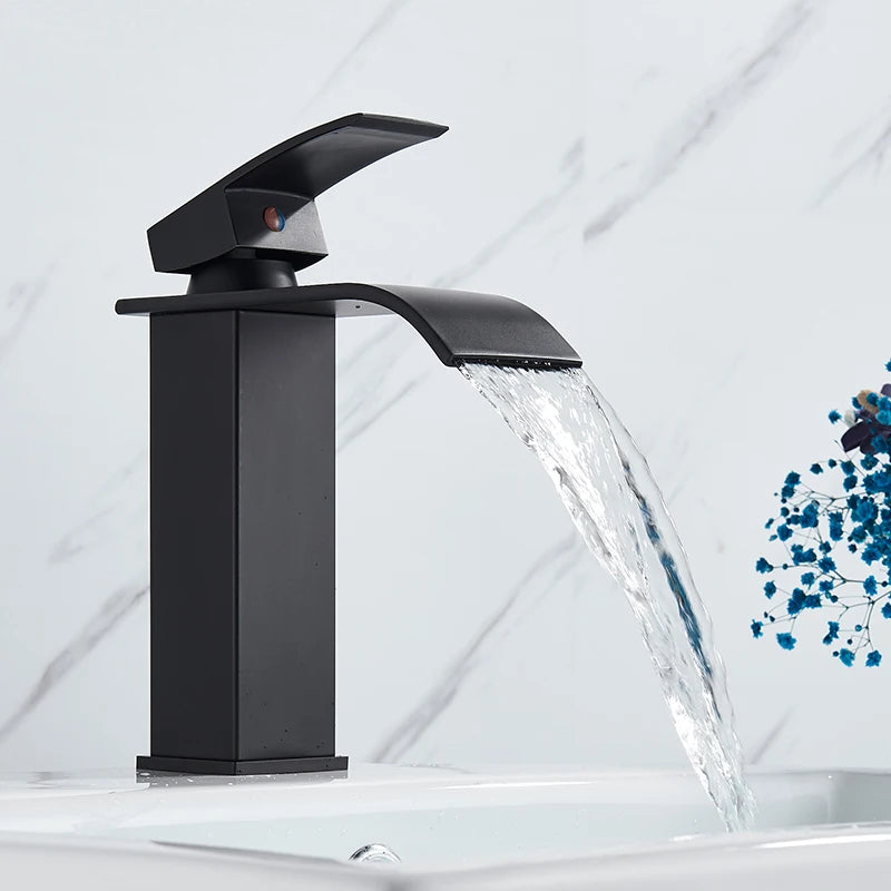 Rozin Matte Black Basin Faucet Deck Mounted Single Lever Tap