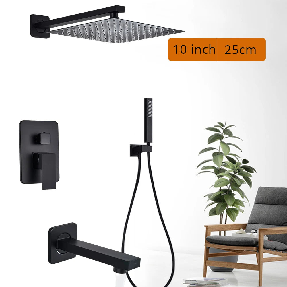 Rozin Wall Mounted Rainfall Shower Faucet Set With Handheld Shower