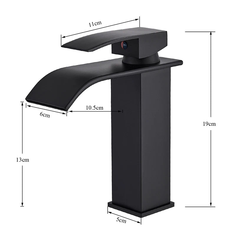 Rozin Matte Black Basin Faucet Deck Mounted Single Lever Tap