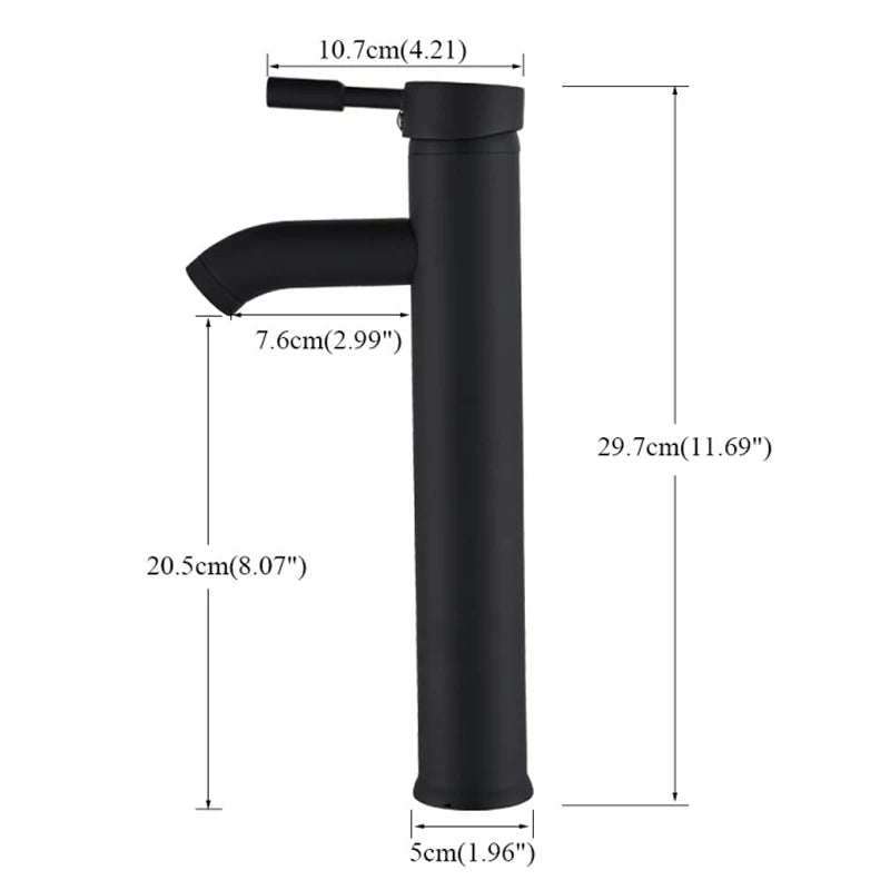 Rozin Matte Black Basin Faucet Deck Mounted Single Lever Tap