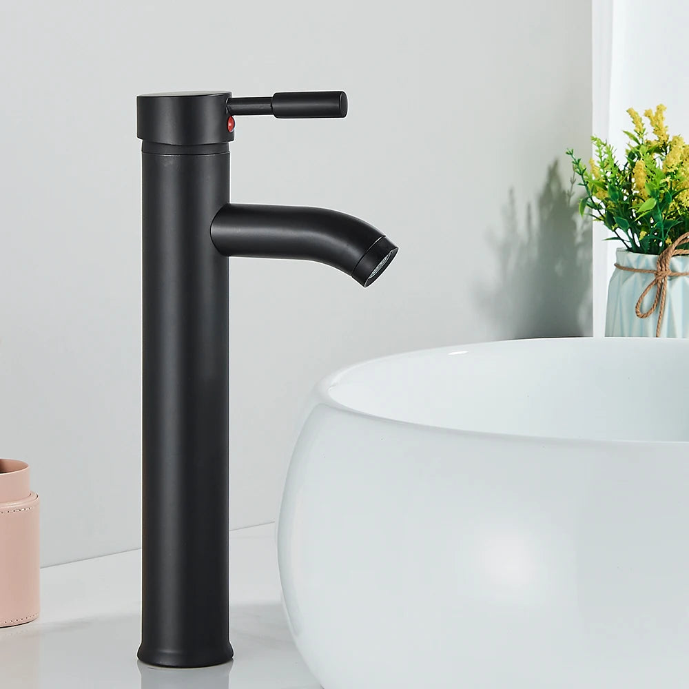 Rozin Matte Black Basin Faucet Deck Mounted Single Lever Tap