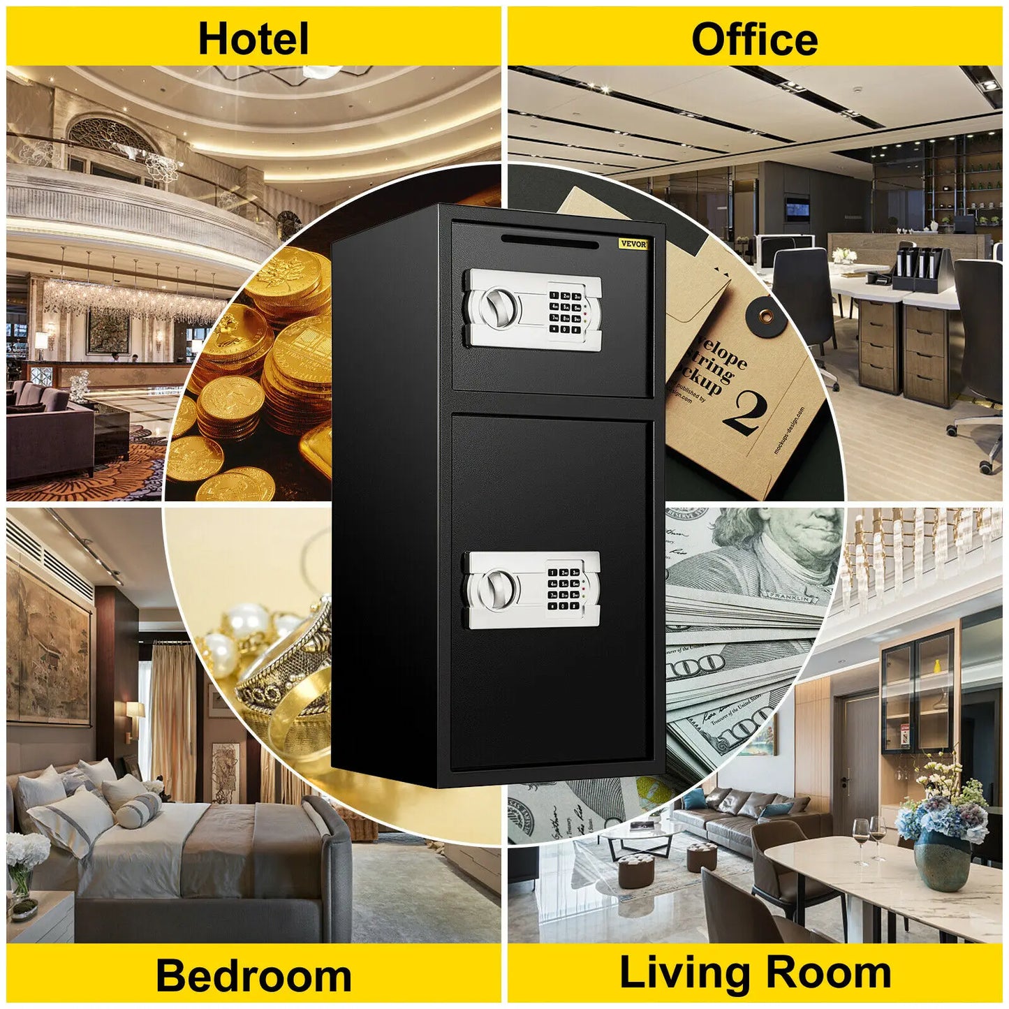 SucceBuy Digital Double Door Safe Deposit Box With Electronic Lock