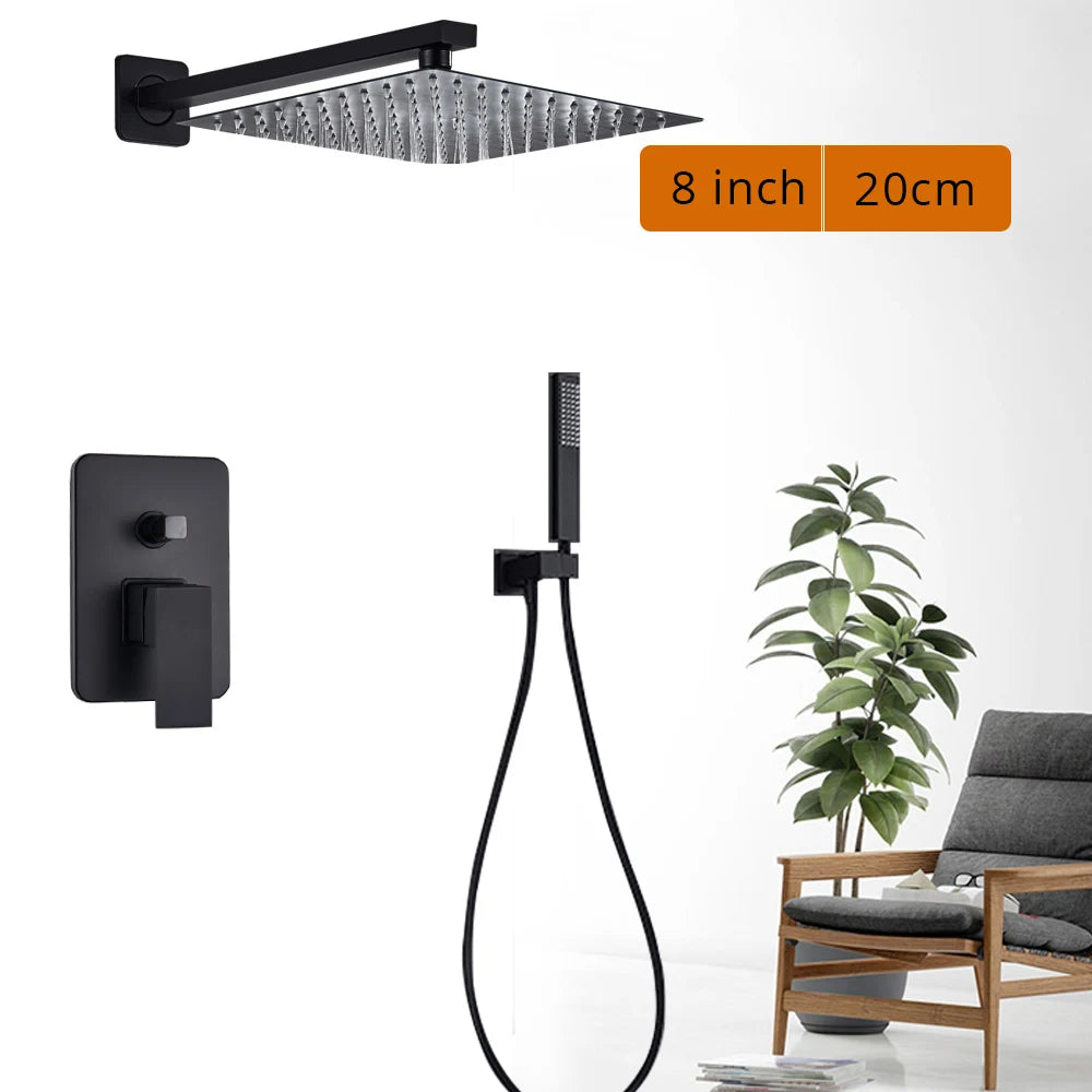 Rozin Wall Mounted Rainfall Shower Faucet Set With Handheld Shower