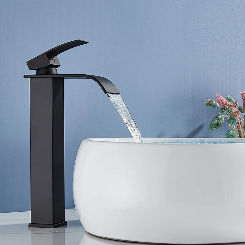 Rozin Matte Black Basin Faucet Deck Mounted Single Lever Tap