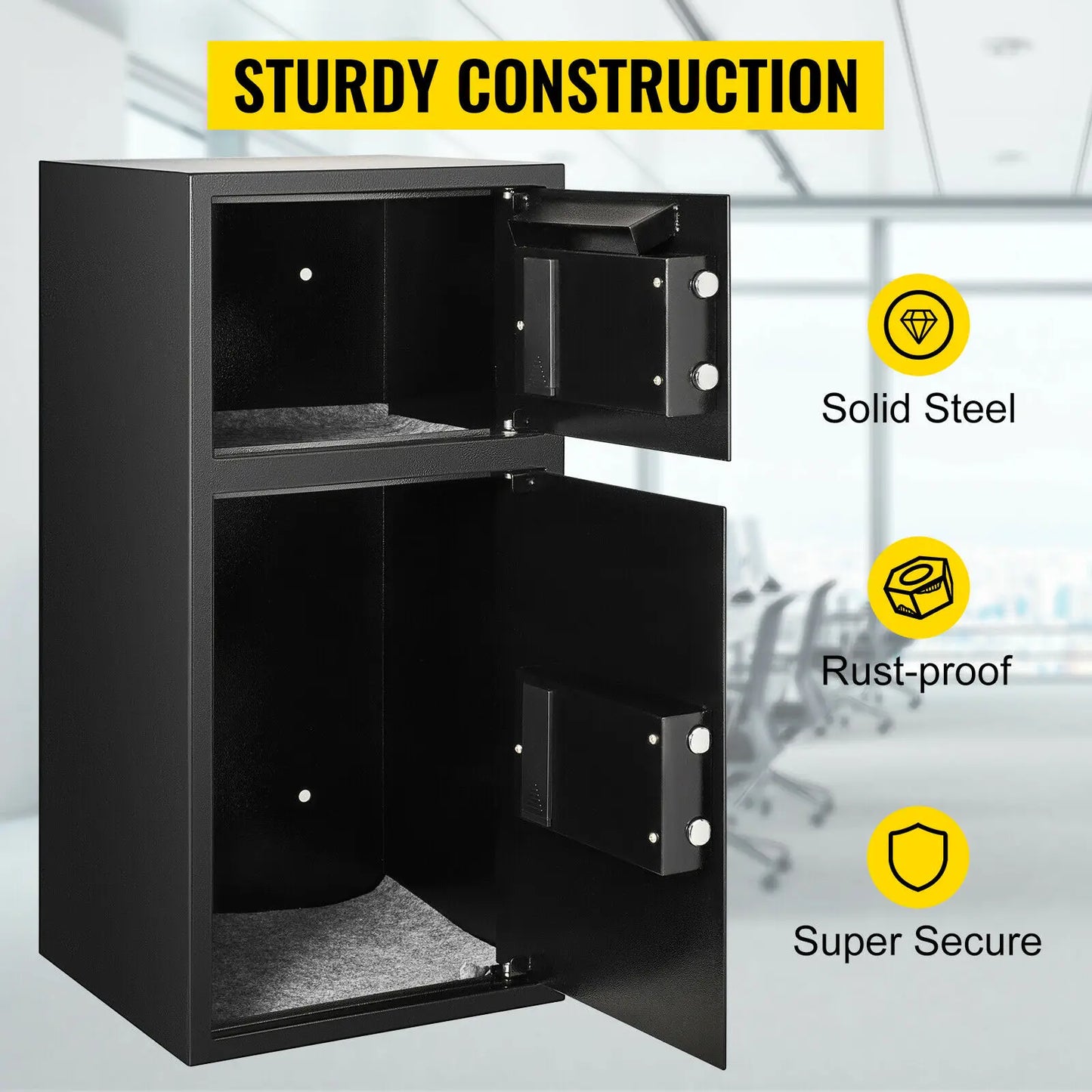 SucceBuy Digital Double Door Safe Deposit Box With Electronic Lock
