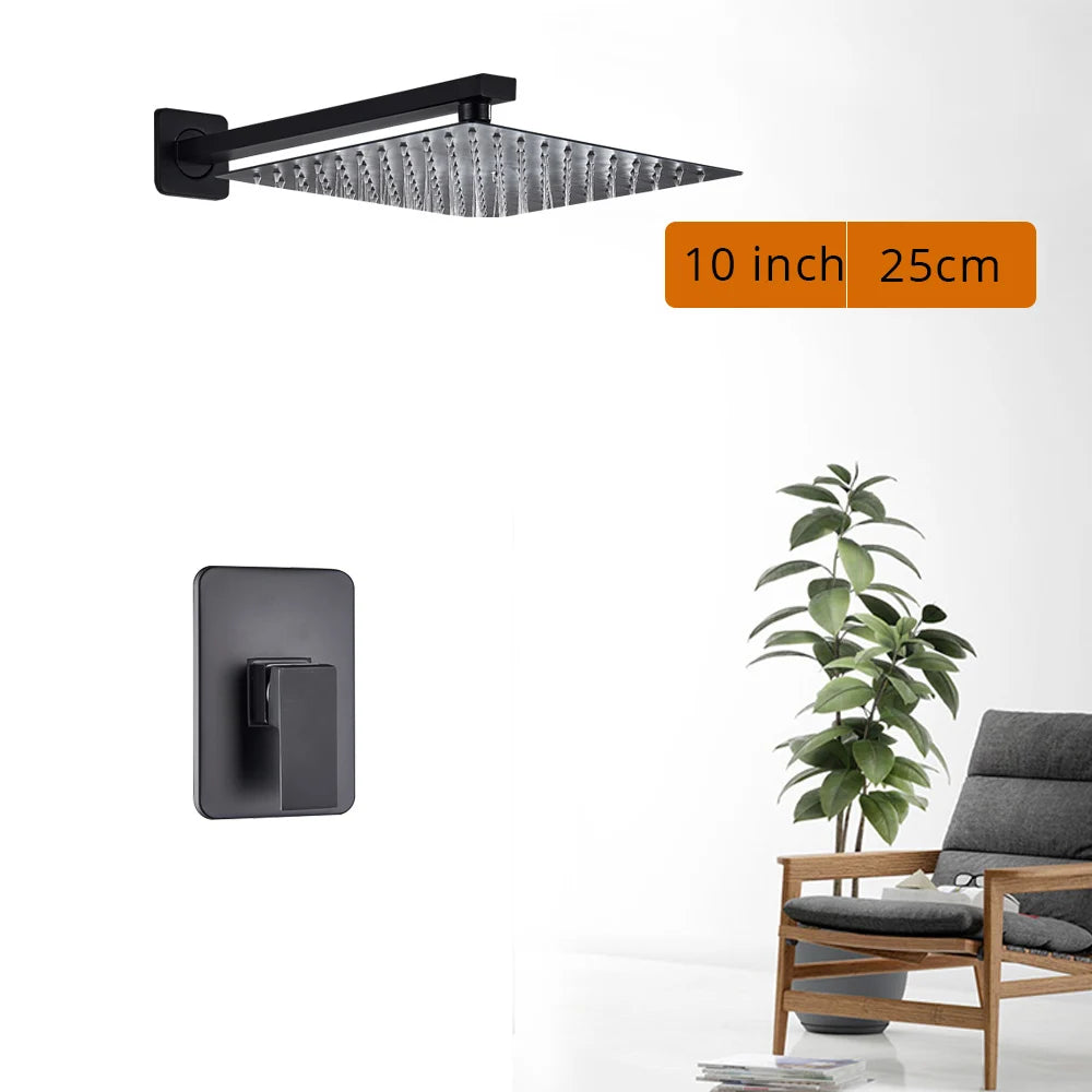 Rozin Wall Mounted Rainfall Shower Faucet Set With Handheld Shower