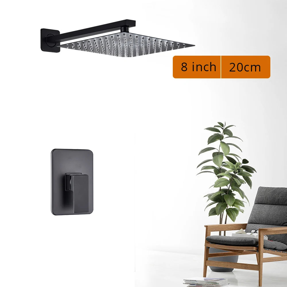 Rozin Wall Mounted Rainfall Shower Faucet Set With Handheld Shower
