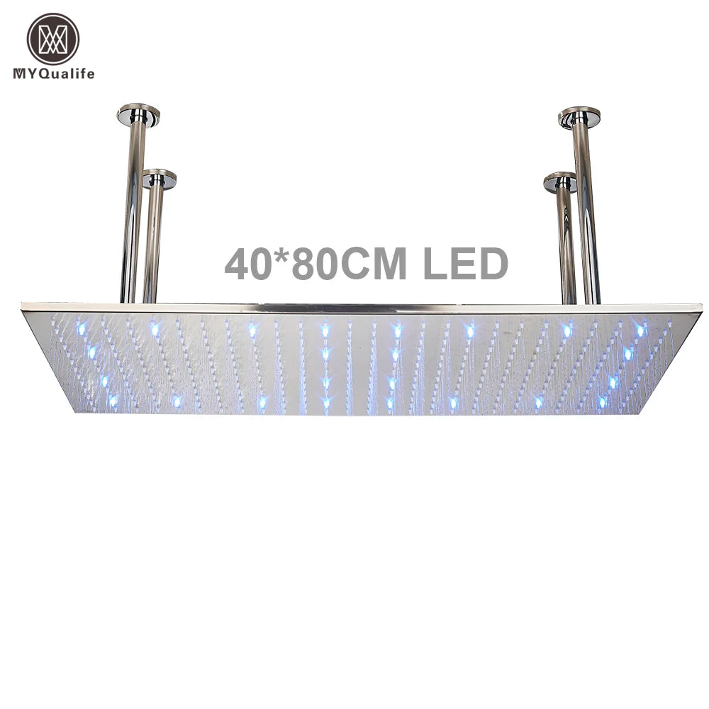 MYQualife LED Rainfall Shower Head With Changing Lights Ceiling Mounted