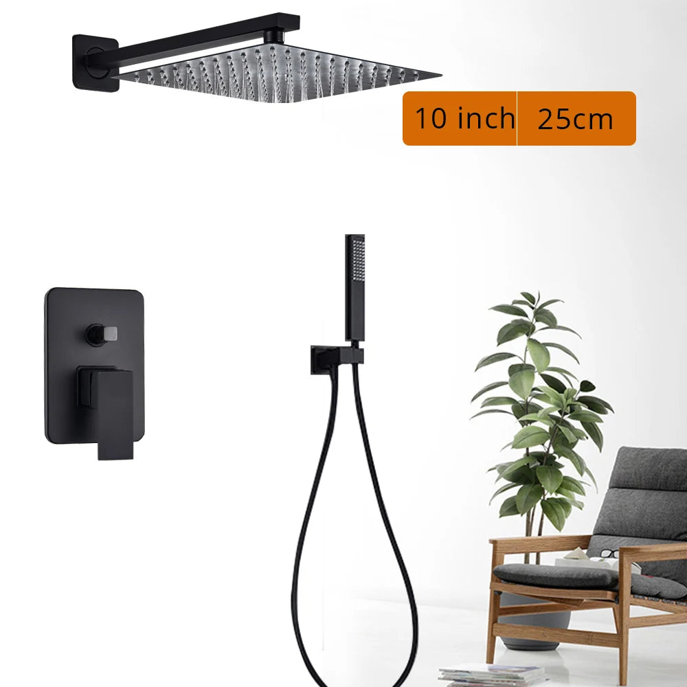 Rozin Wall Mounted Rainfall Shower Faucet Set With Handheld Shower
