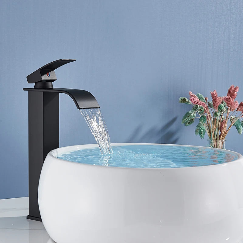 Rozin Matte Black Basin Faucet Deck Mounted Single Lever Tap