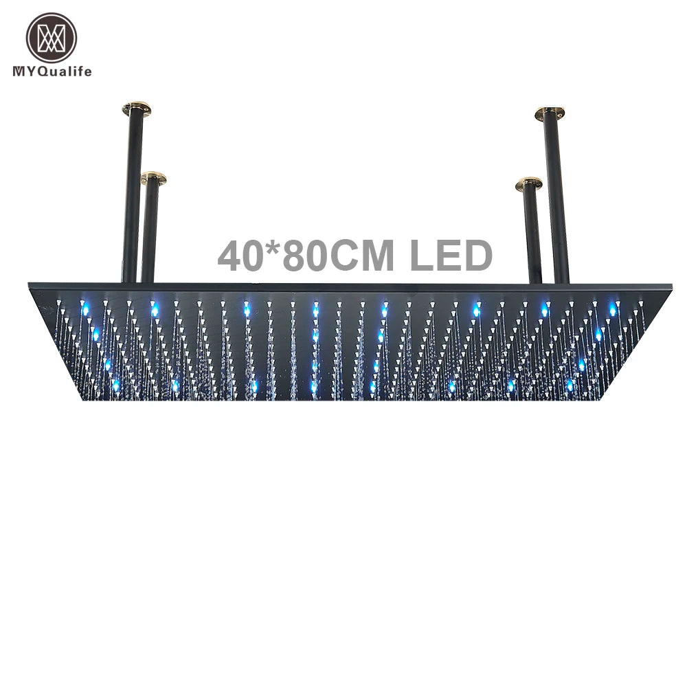 MYQualife LED Rainfall Shower Head With Changing Lights Ceiling Mounted
