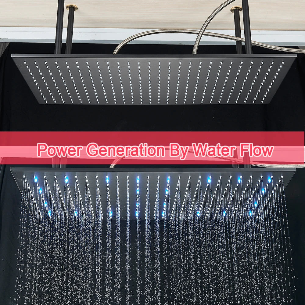 MYQualife LED Rainfall Shower Head With Changing Lights Ceiling Mounted