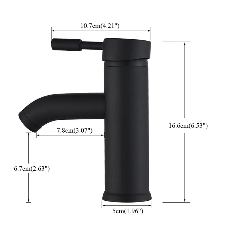 Rozin Matte Black Basin Faucet Deck Mounted Single Lever Tap