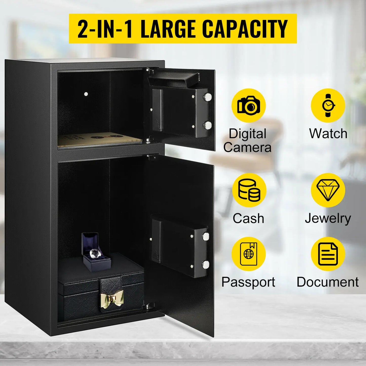 SucceBuy Digital Double Door Safe Deposit Box With Electronic Lock