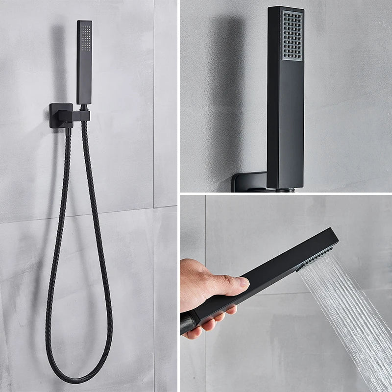 Rozin Wall Mounted Rainfall Shower Faucet Set With Handheld Shower