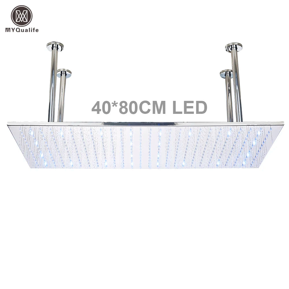 MYQualife LED Rainfall Shower Head With Changing Lights Ceiling Mounted