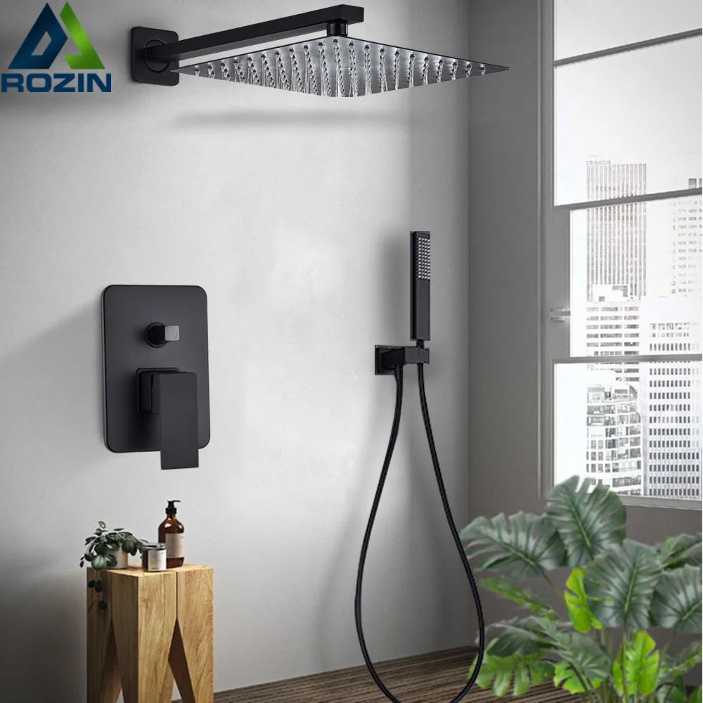 Rozin Wall Mounted Rainfall Shower Faucet Set With Handheld Shower