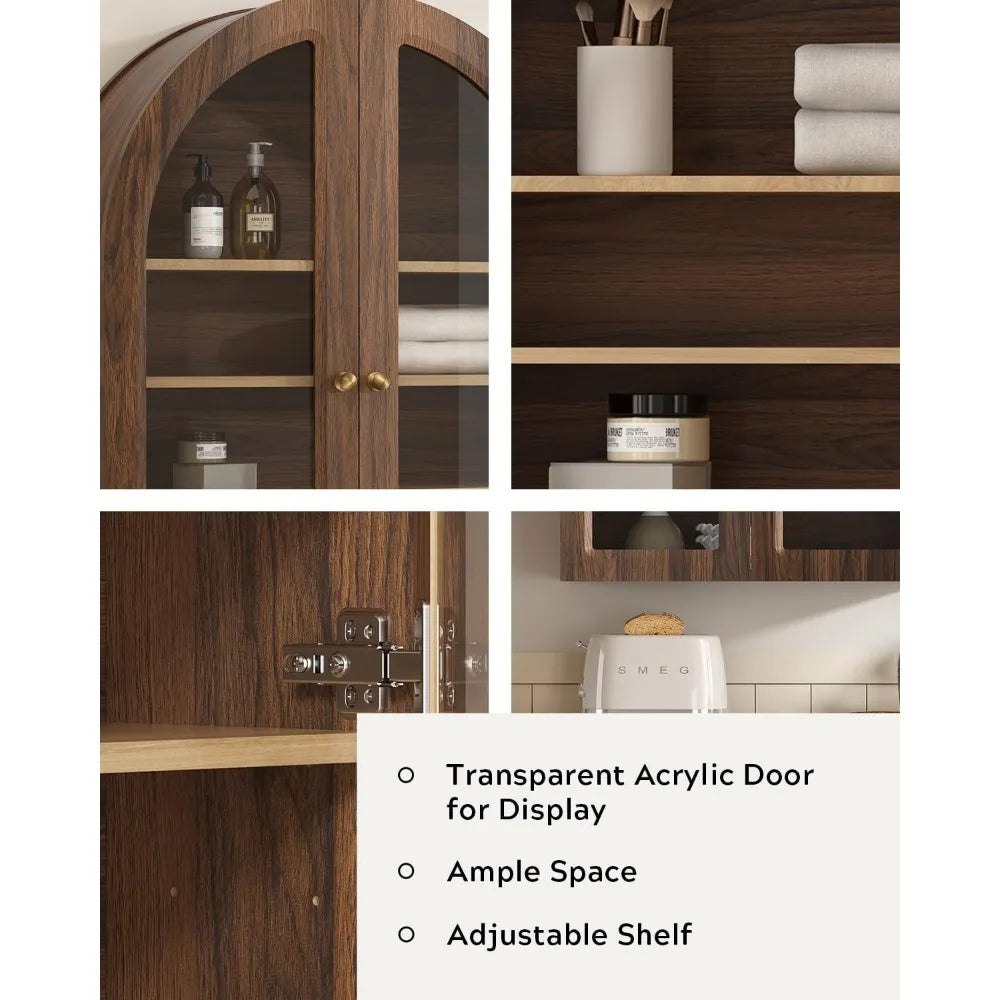 Arched Bathroom Wall Cabinet With Acrylic Doors Farmhouse Style