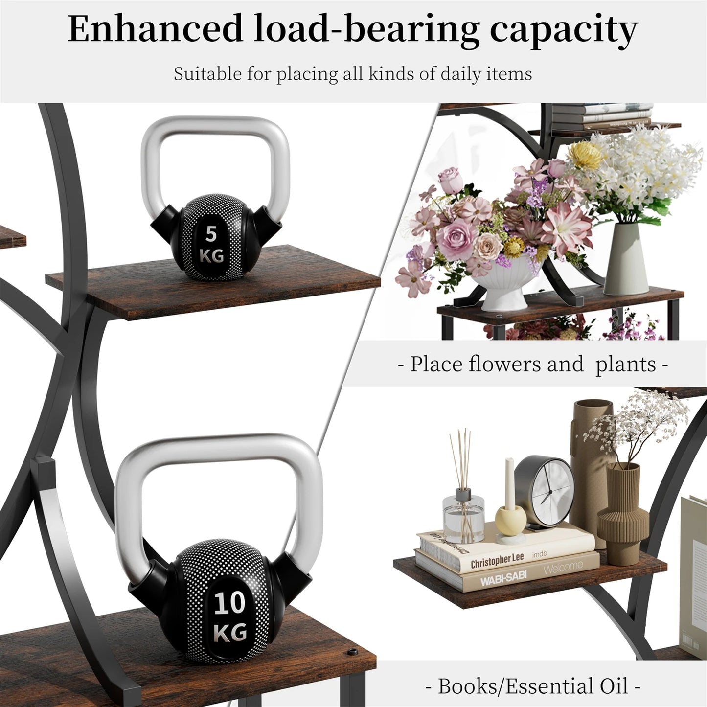 Metal 7-Tier Tree Shaped Plant Stand With Lights Indoor Outdoor