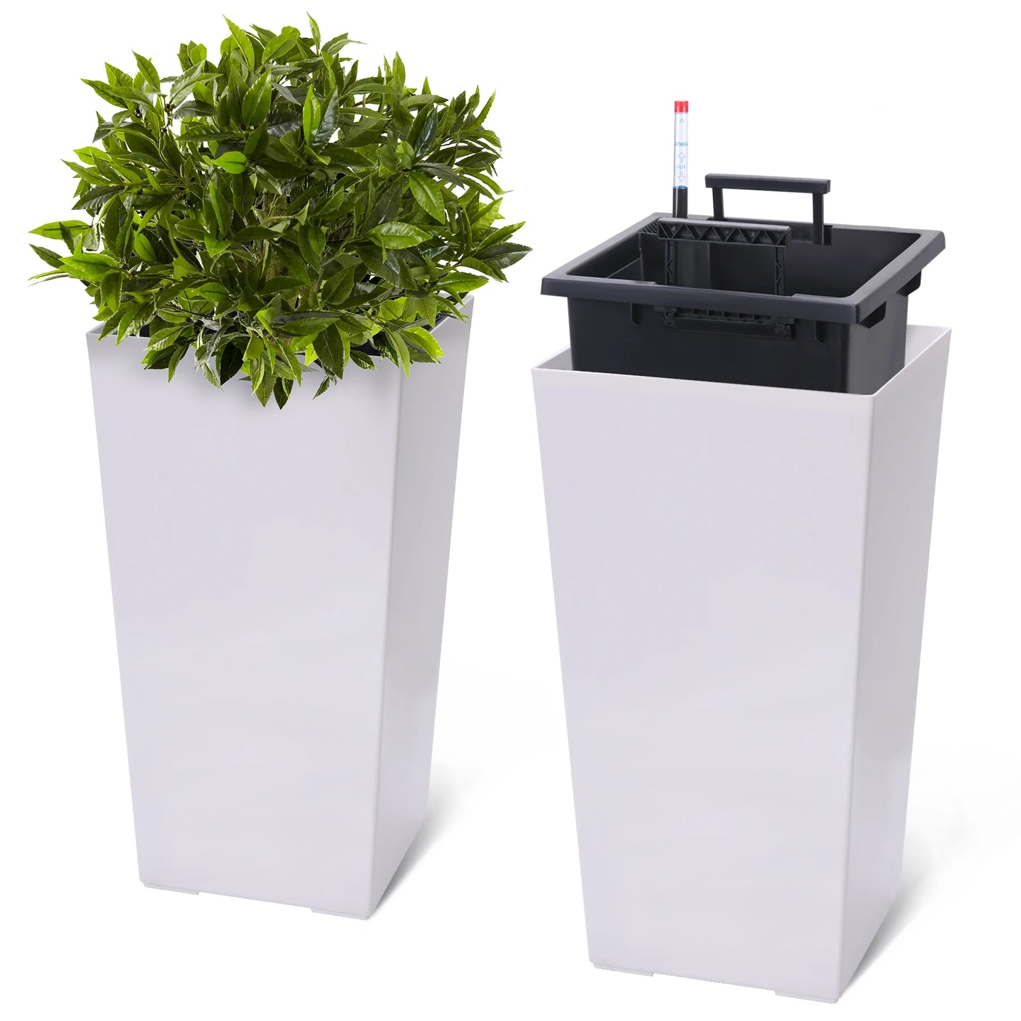 Two Piece Indoor Outdoor Planter Pots With Drainage Auto Watering
