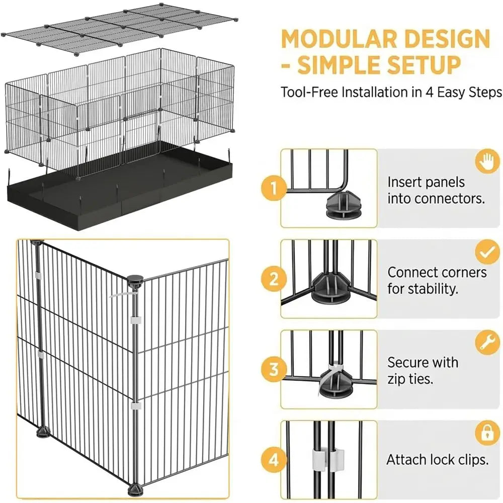 Enclosed Guinea Pig Cage With Door And Waterproof Liner Expandable