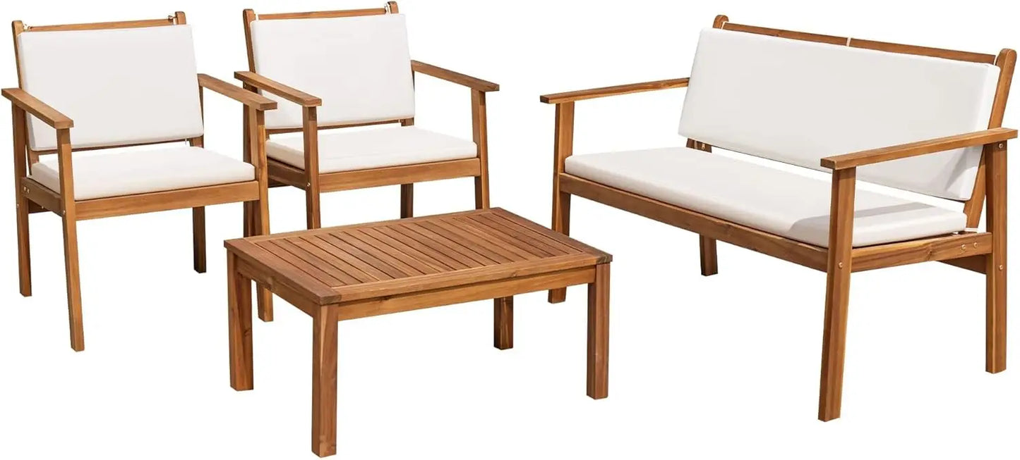 Acacia Wood Outdoor Patio Furniture Set With Coffee Table Cushions