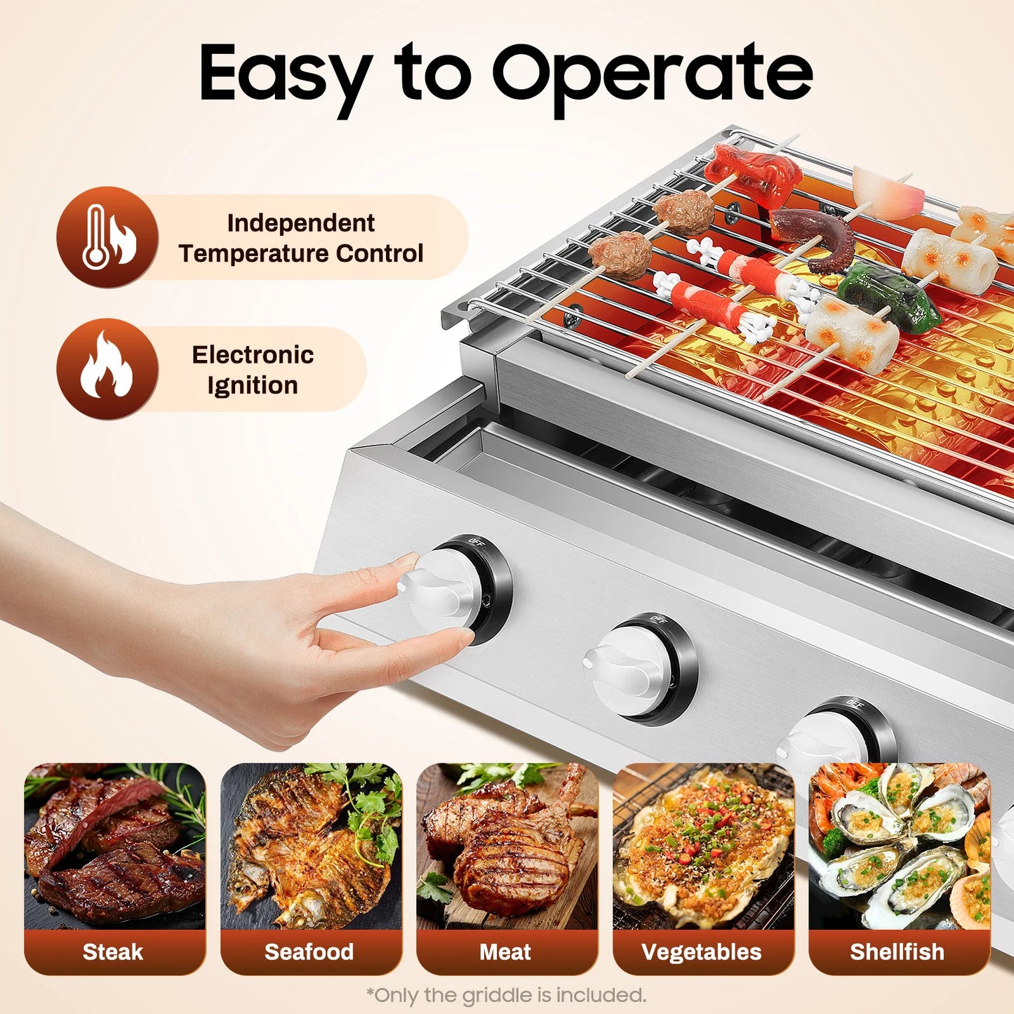 Four Burner Propane BBQ Grill Removable Smokeless Portable Outdoor Barbecue