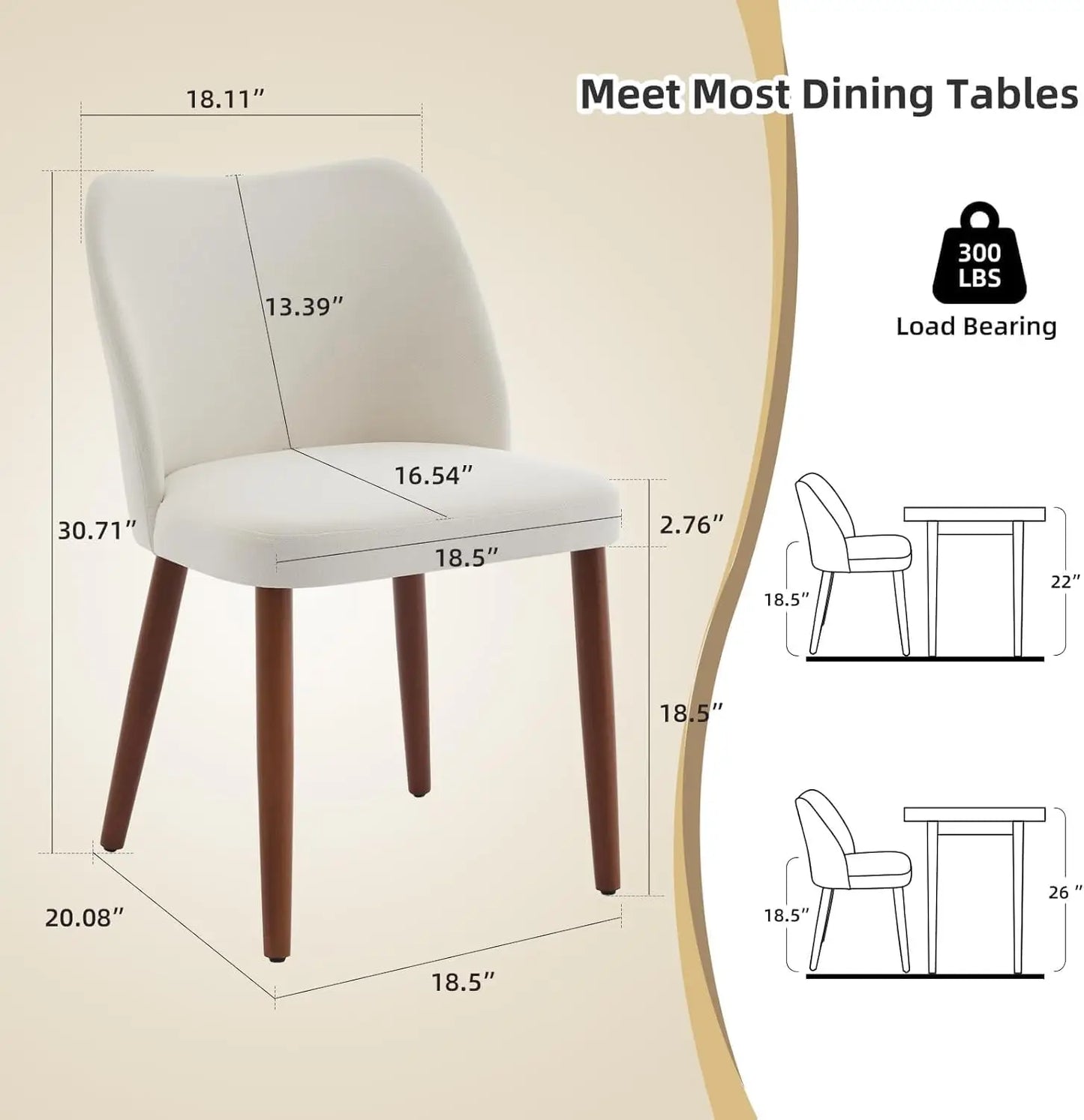 HobbyLane Mid Century Dining Chairs With Wood Legs Linen Upholstered
