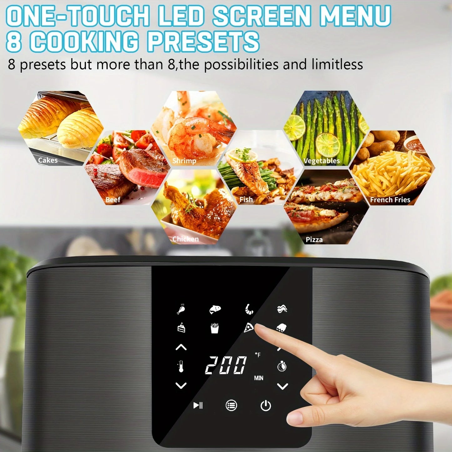 KitCook 1500W Air Fryer With 8 Presets And Digital Display