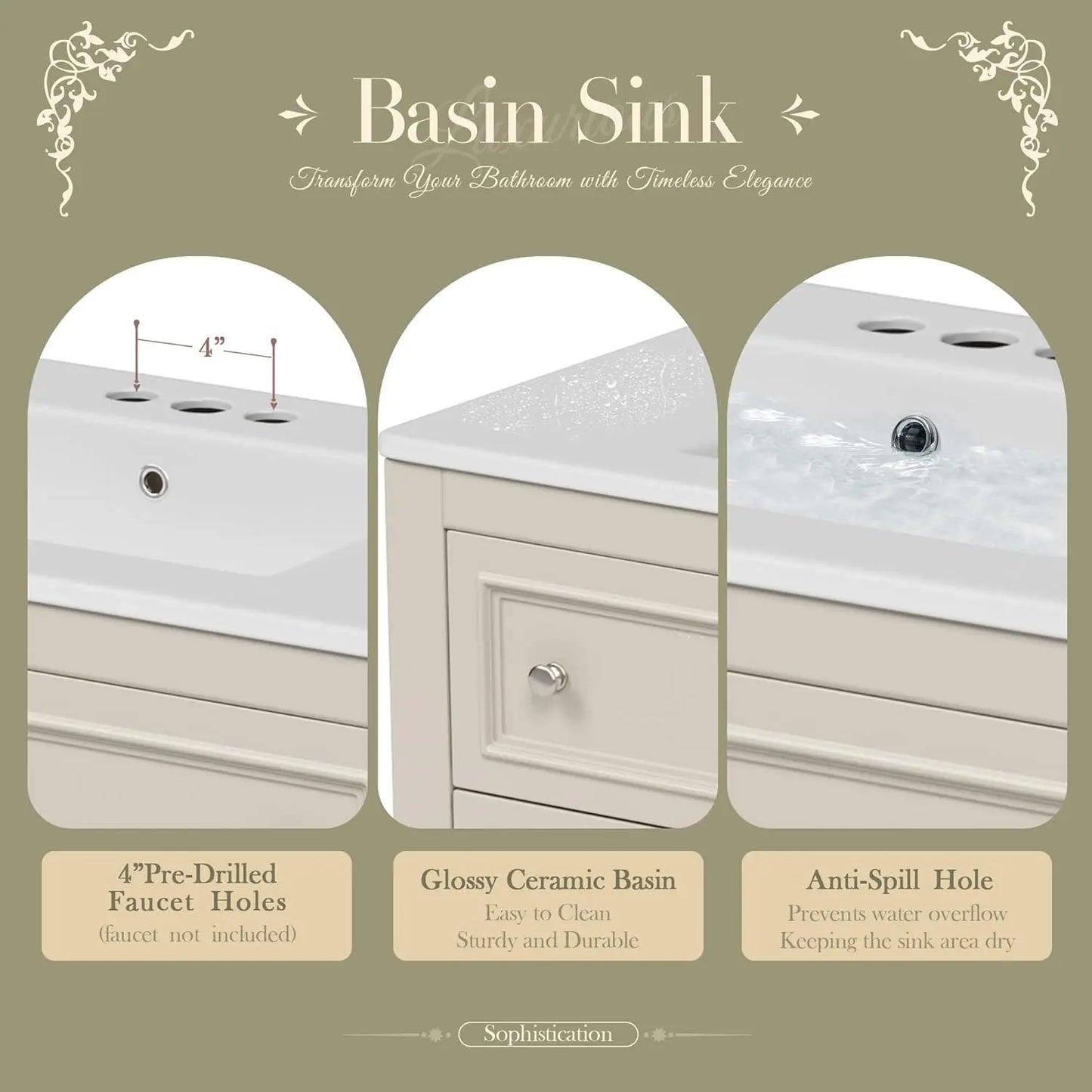 Farmhouse Bathroom Vanity With Sink Four Drawers And Open Shelf