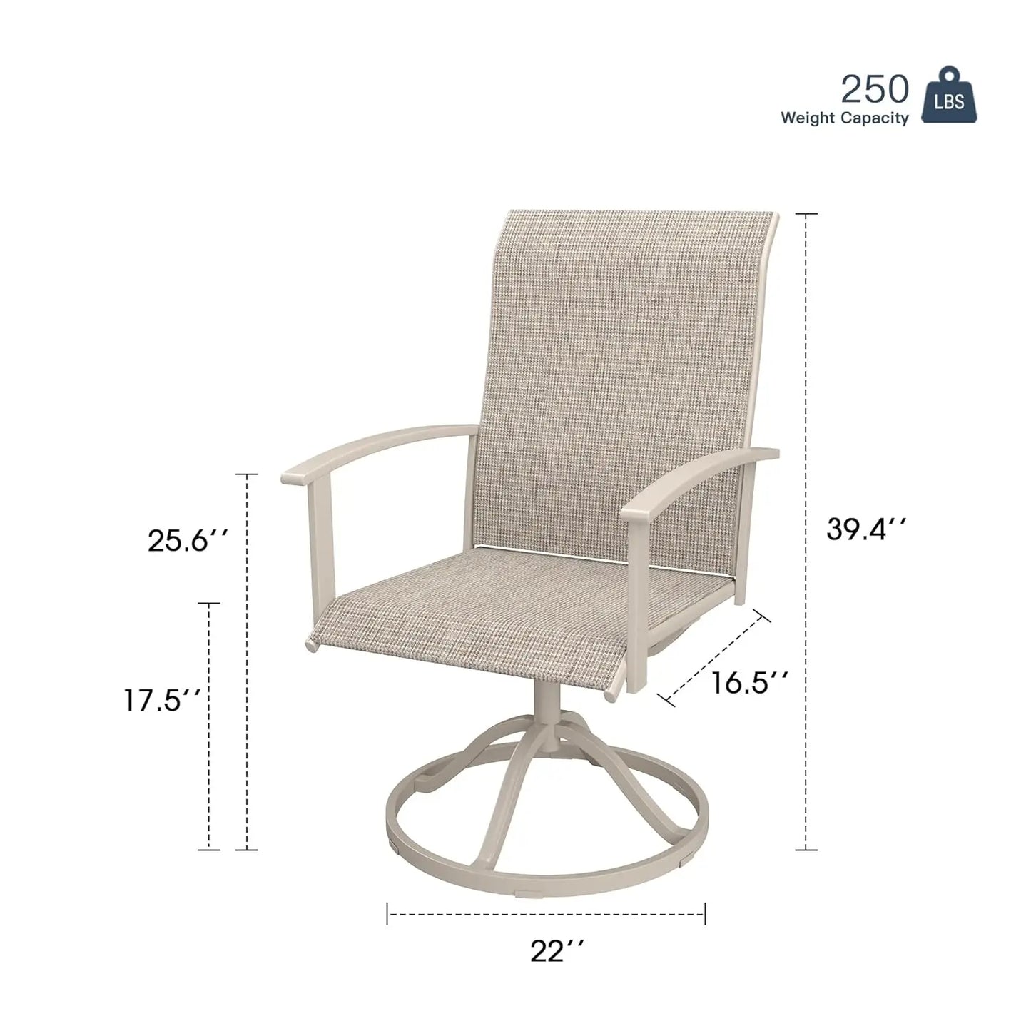 Swivel Textilene Patio Chairs Set of 4 for Lawn Garden