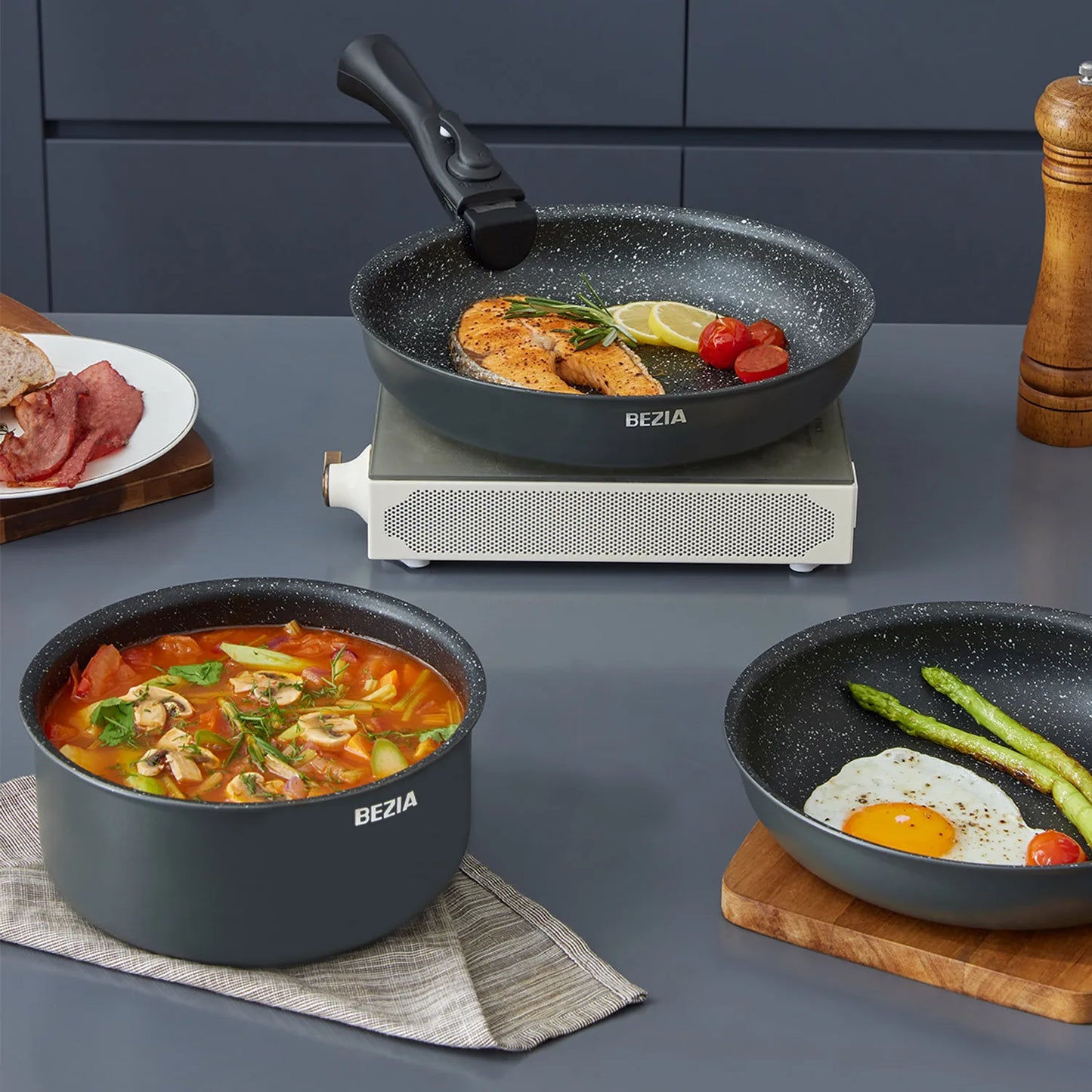Induction Cookware Set 10 Pieces Nonstick Pots And Pans Stackable