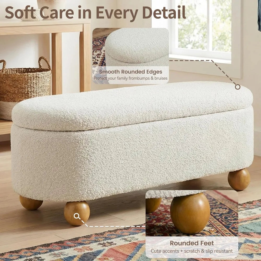 Storage Ottoman Bench for Living Room and Entryway