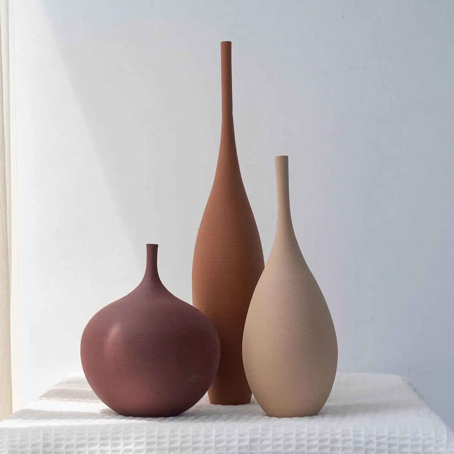 Set Of 3 Modern Ceramic Vases For Farmhouse Home Decor