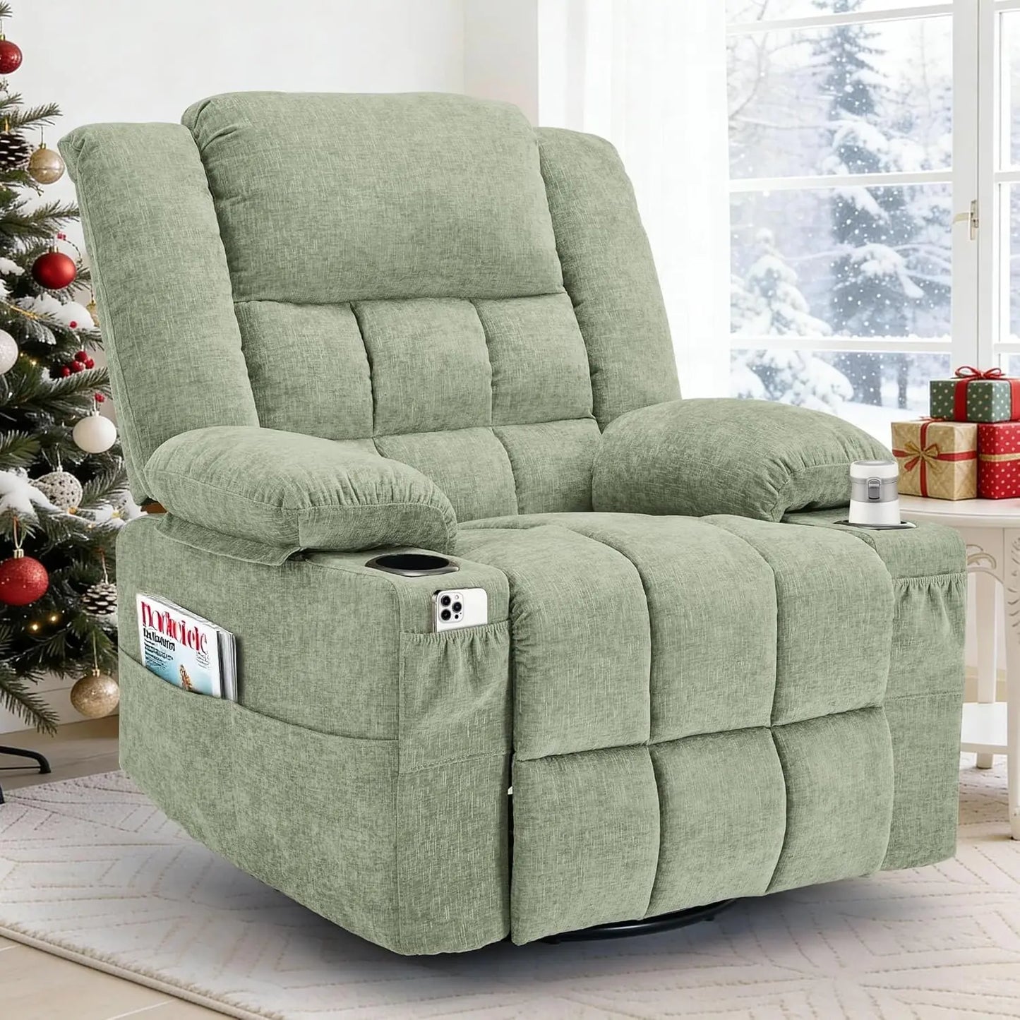360 Degree Swivel Rocker Recliner For Adults With Massage