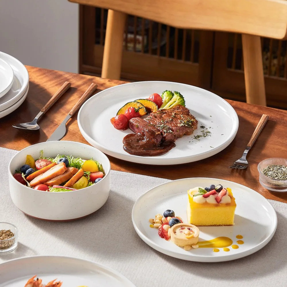MALACASA Tara 18 Piece Stoneware Dinner Set With Layered Glaze