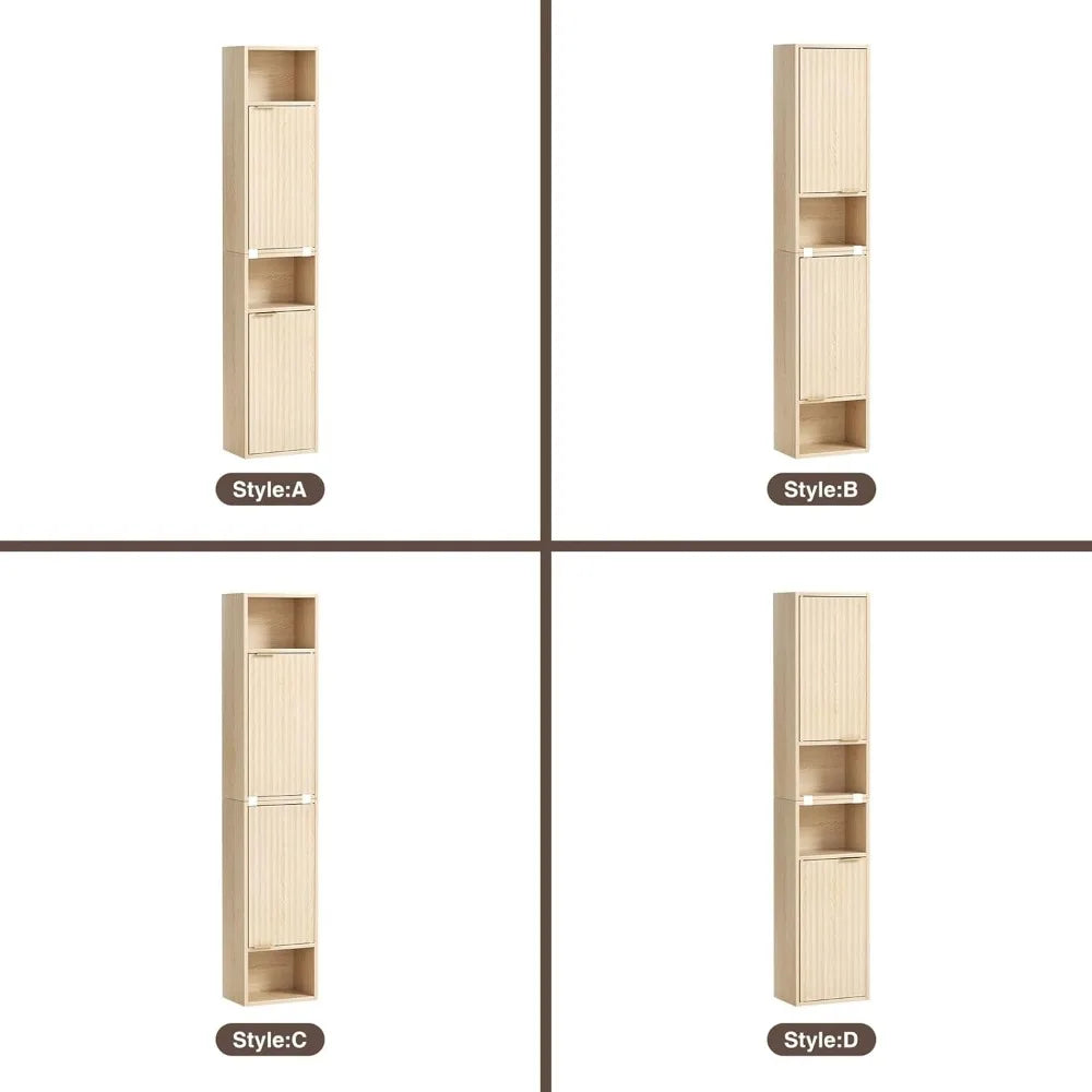 Oak Linen Tower Bathroom Storage Cabinet