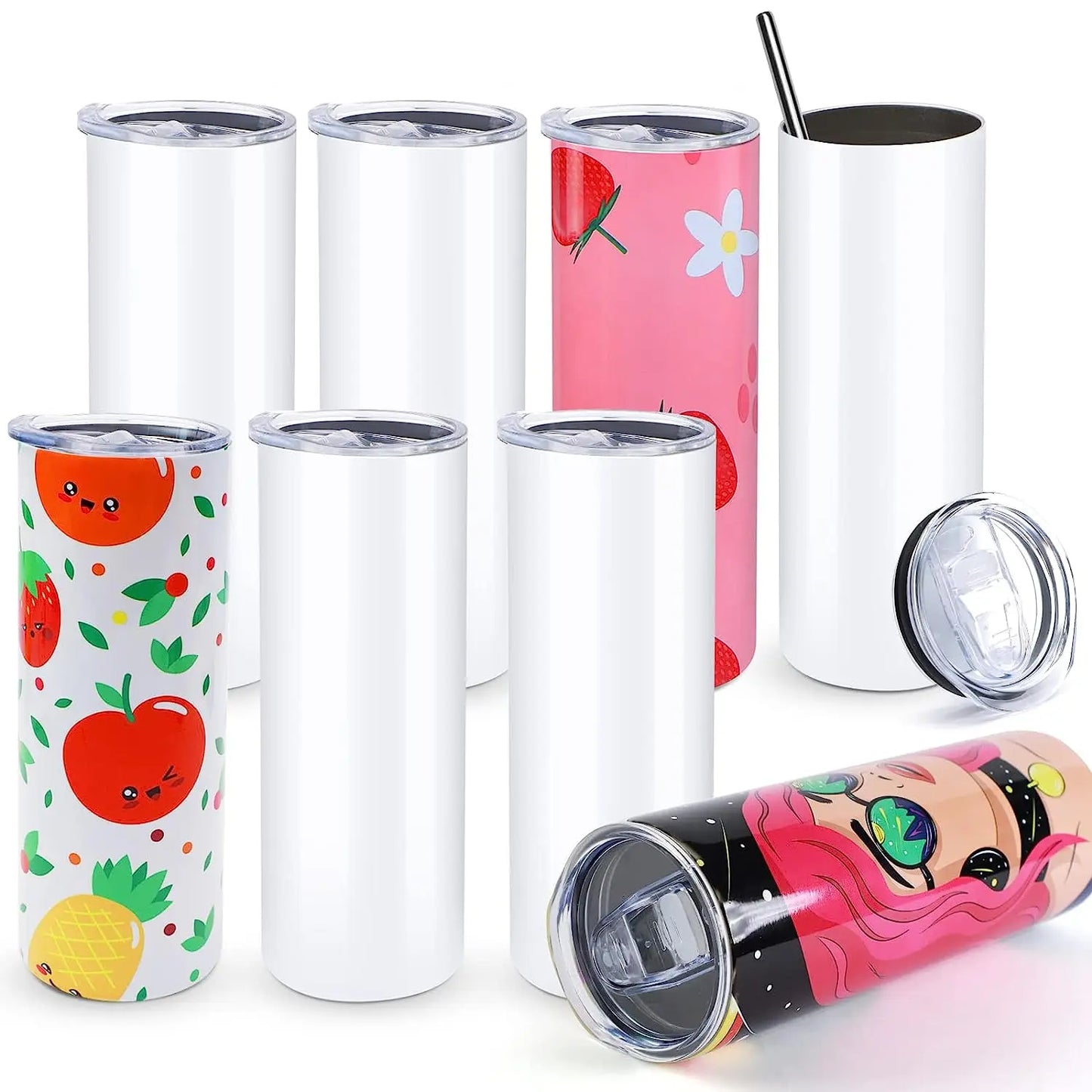 Sublimation Tumblers Blank Skinny Straight For DIY Mugs With Papers
