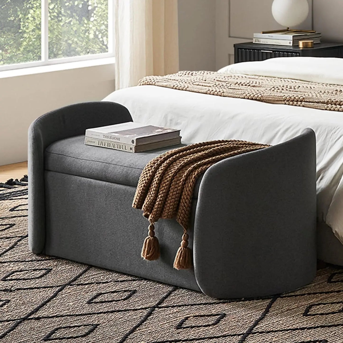 Ottoman Storage Bench for Entryway and Window Seating