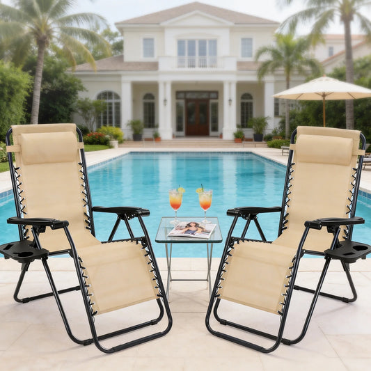 JHK Portable Zero Gravity Recliner Chairs Outdoor Set